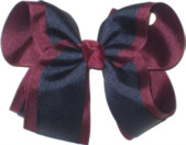 Large Burgundy and Navy Large Overlay School Bow